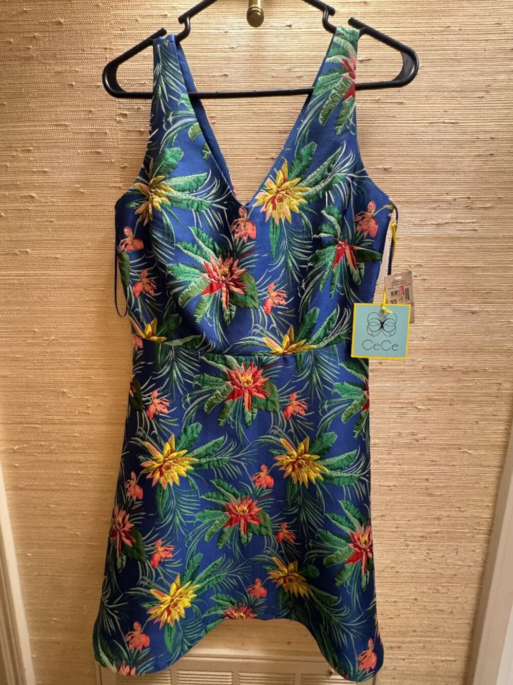 CeCe NWT Tropical Floral Fit & Flare Dress Blue Size 6